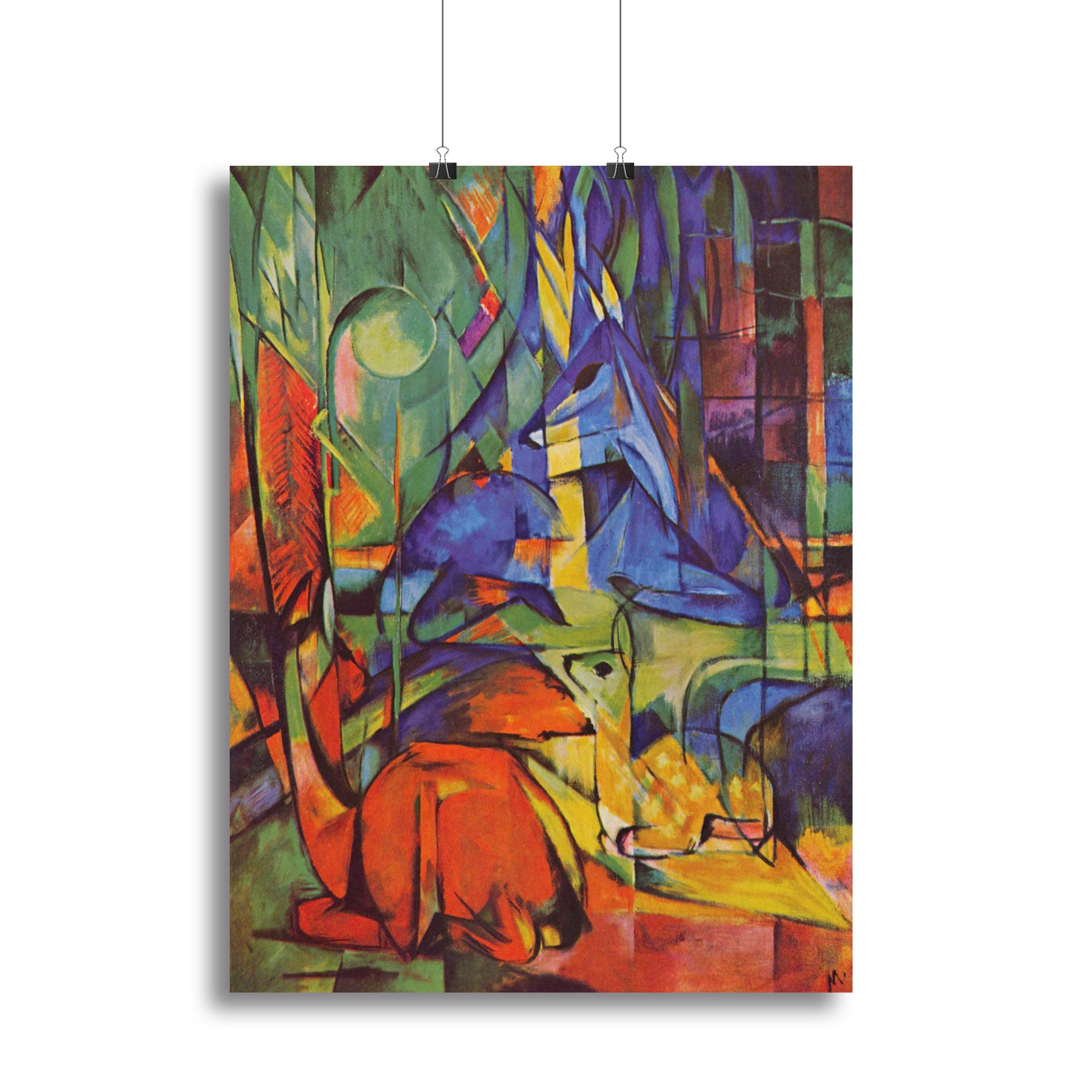 Deer in Forest by Franz Marc Poster - Unframed