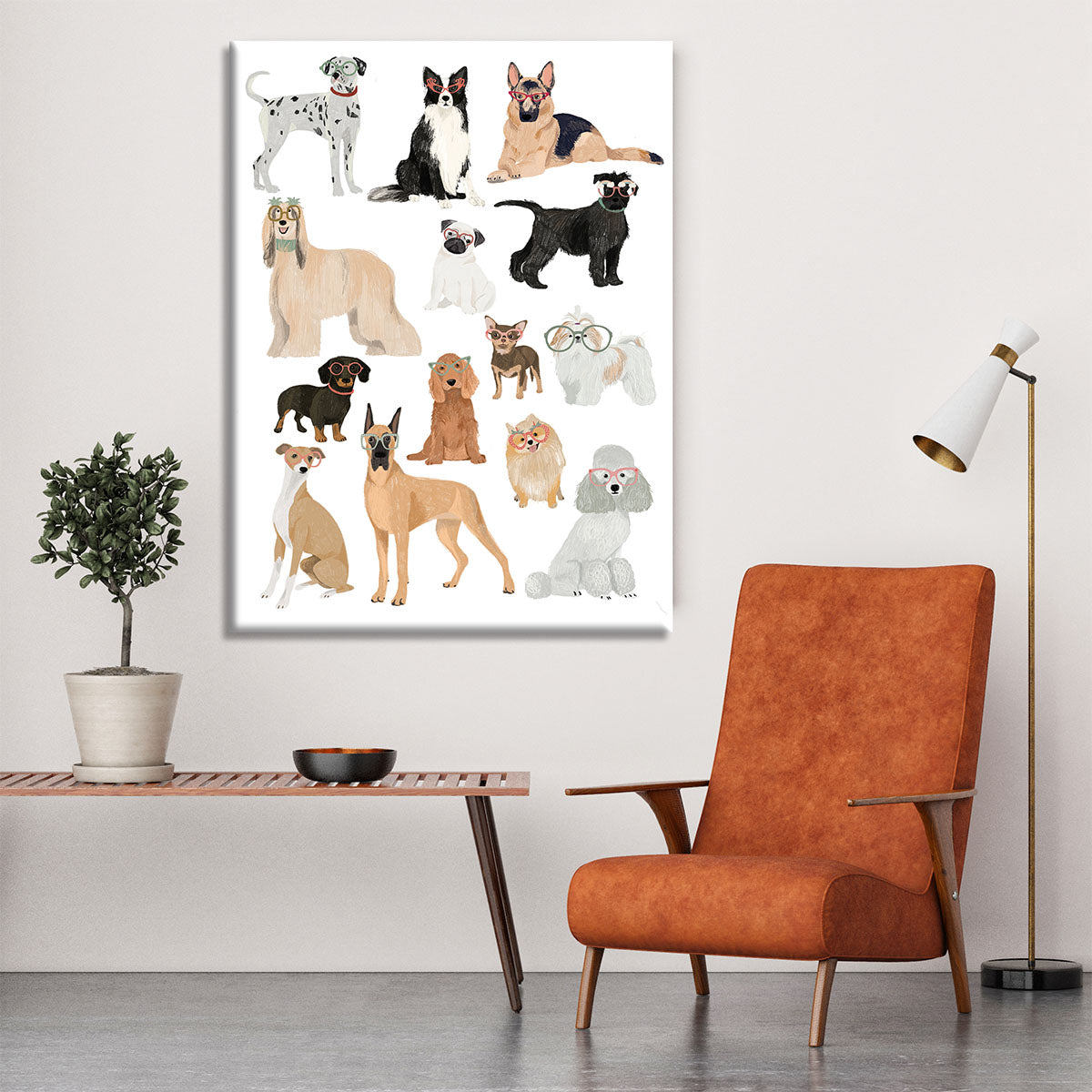 Dogs in glasses Print Canvas Print or Poster - 1x - 6
