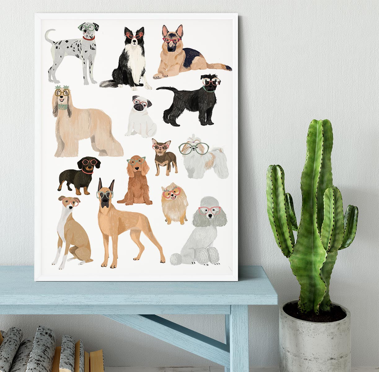 Dogs in glasses Print Framed Print - 1x -6