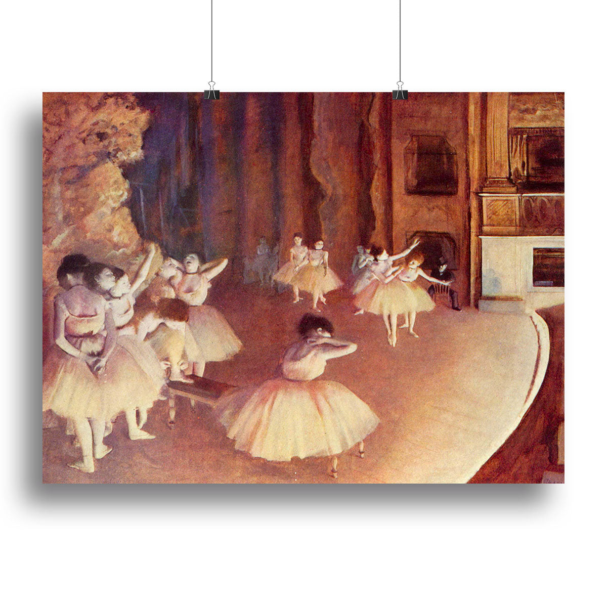 Dress rehearsal of the ballet on the stage by Degas Poster - Unframed