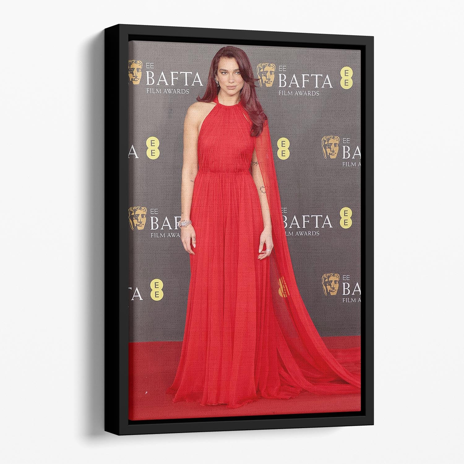 Dua Lipa at the Baftas Floating Framed Canvas - Canvas Art Rocks - 1