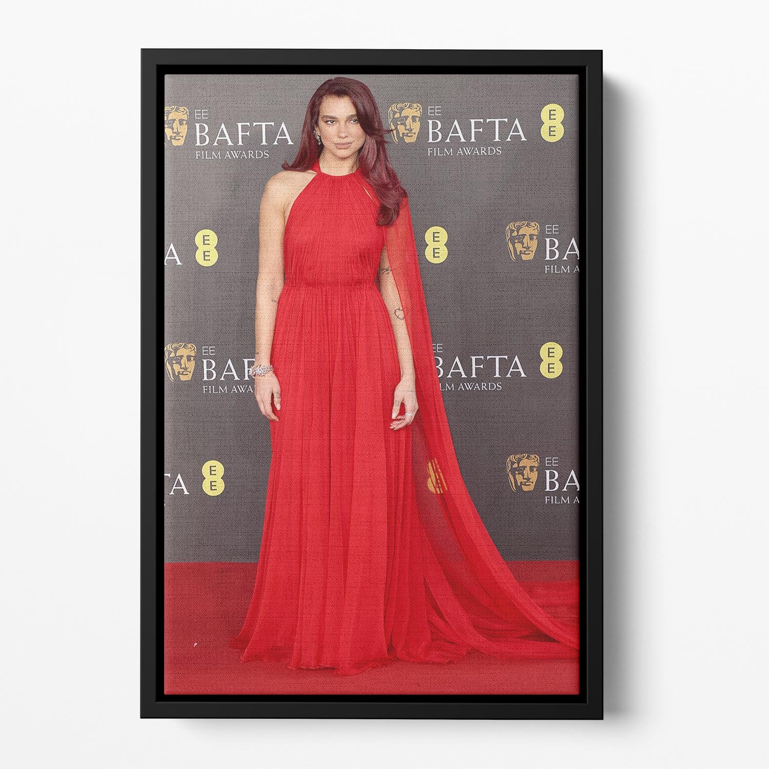 Dua Lipa at the Baftas Floating Framed Canvas - Canvas Art Rocks - 2