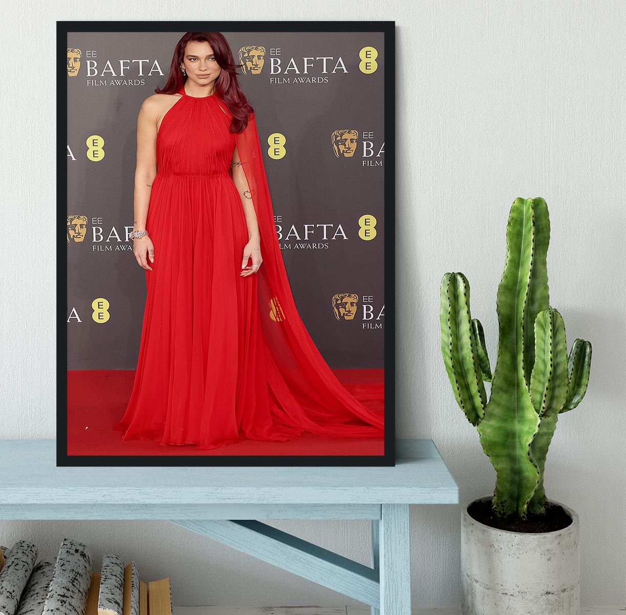 Dua Lipa at the Baftas Framed Print - Canvas Art Rocks - 2