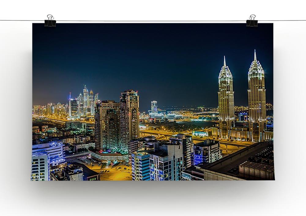 Dubai downtown night scene Poster - Unframed
