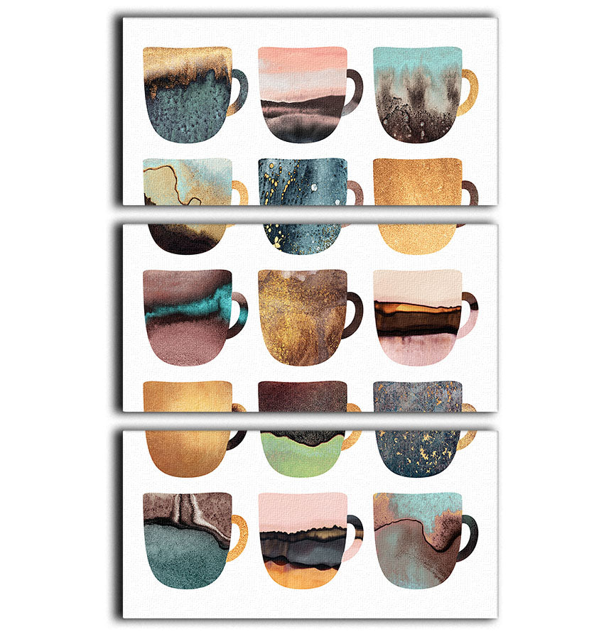 Earthy Coffee Cups 3 Split Panel Canvas Print - Canvas Art Rocks - 1