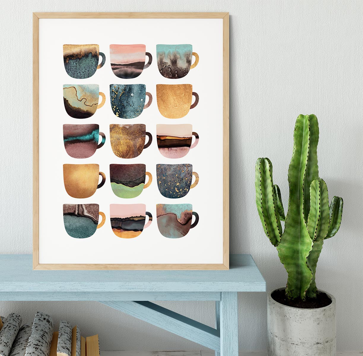 Earthy Coffee Cups Framed Print - Canvas Art Rocks - 3