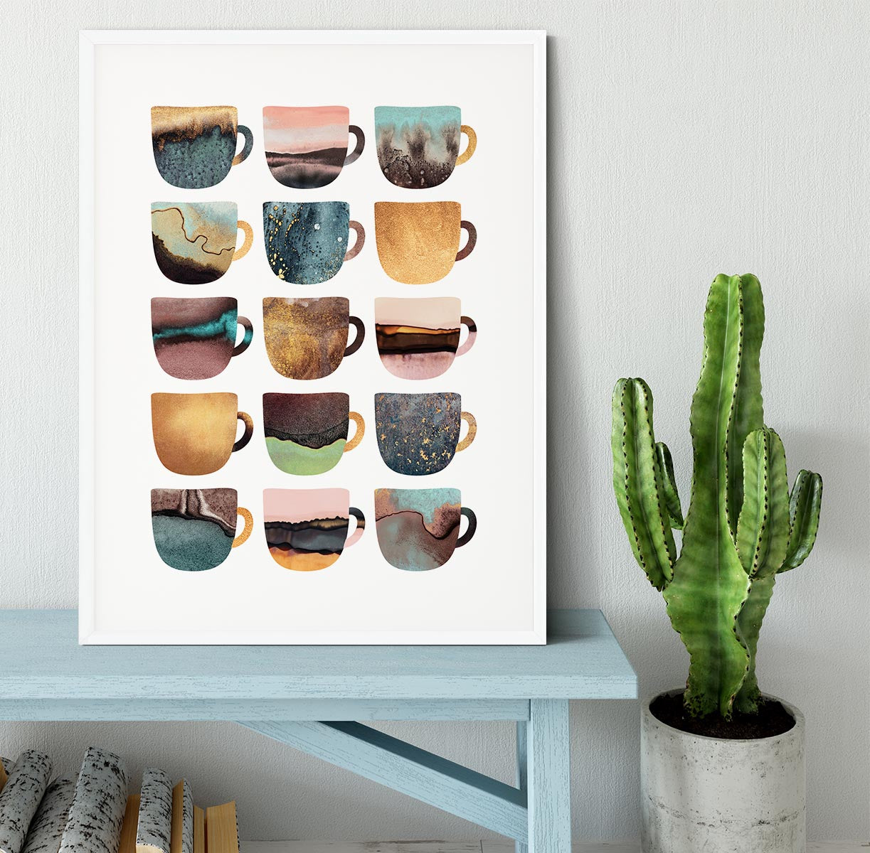 Earthy Coffee Cups Framed Print - Canvas Art Rocks - 5