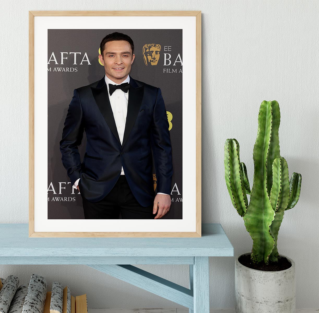 Ed Westwick at the Baftas Framed Print - Canvas Art Rocks - 3