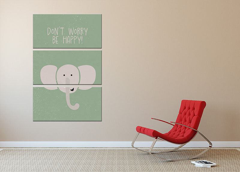 Elephant nursery print 3 Split Panel Canvas Print - 1x - 2