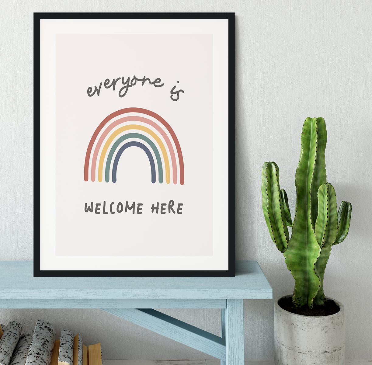 Everyone Is Welcome Here Framed Print - Canvas Art Rocks - 1