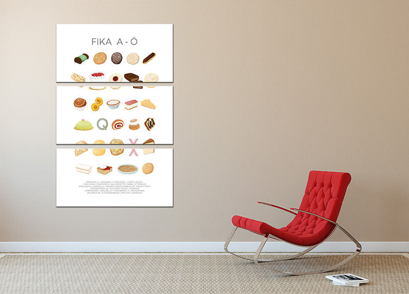 FIKA A A 3 Split Panel Canvas Print - Canvas Art Rocks - 2