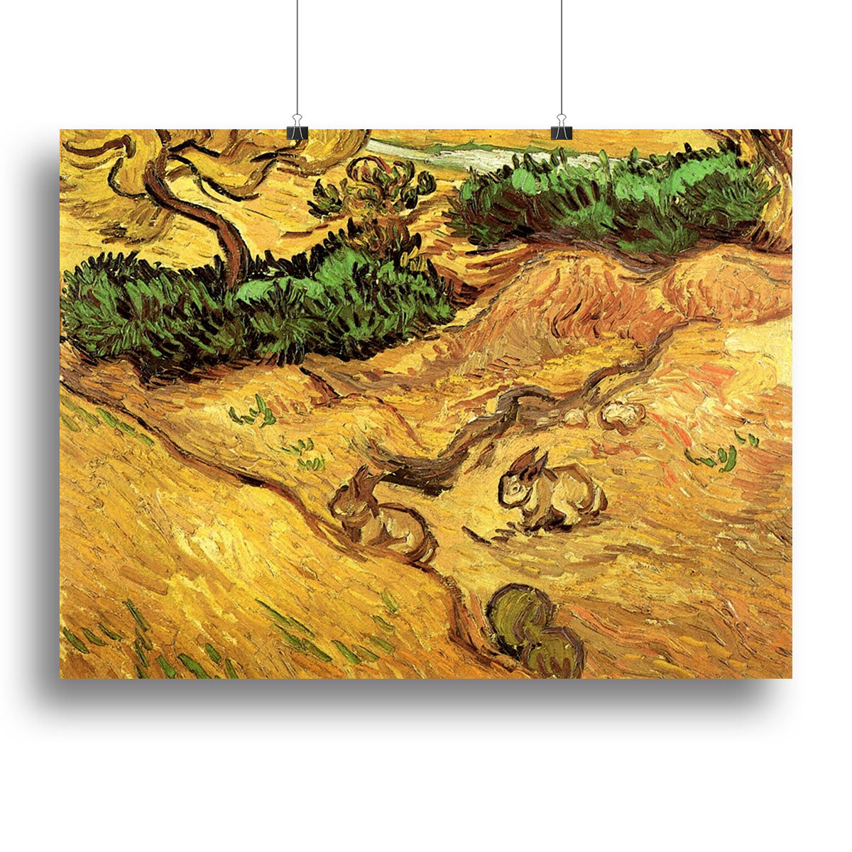 Field with Two Rabbits by Van Gogh Poster - Unframed