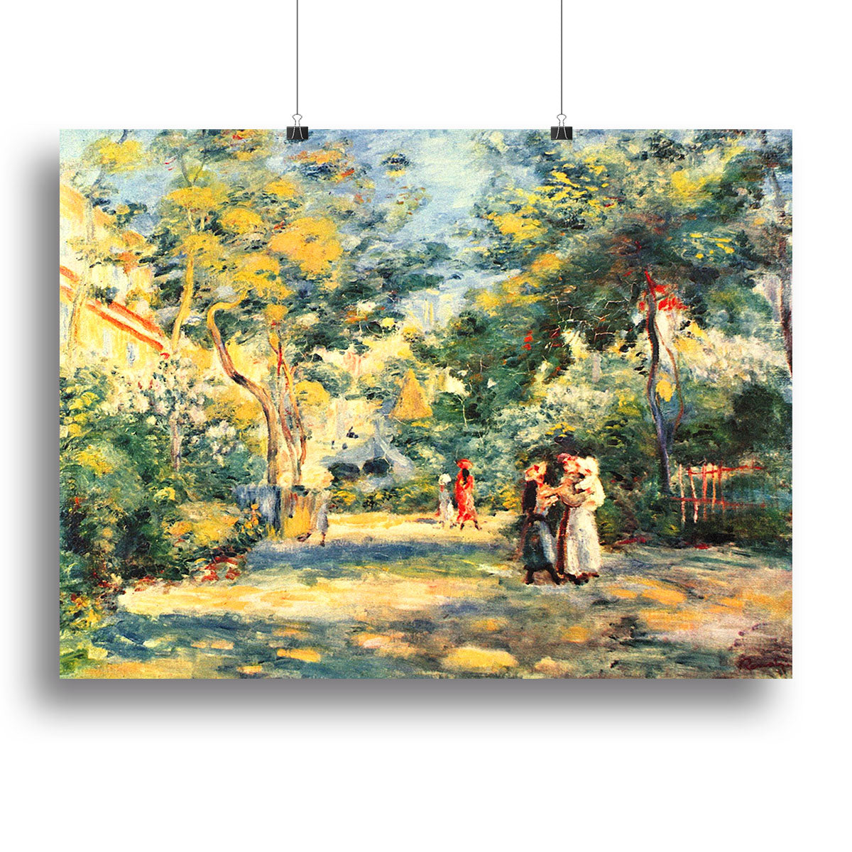 Figures in the garden by Renoir Poster - Unframed