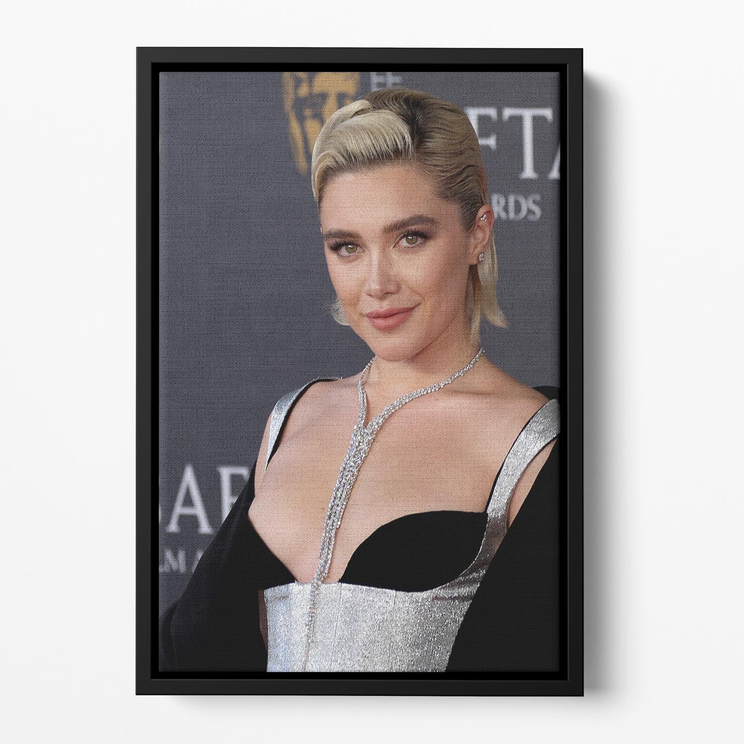 Florence Pugh at the Baftas Floating Framed Canvas - Canvas Art Rocks - 2