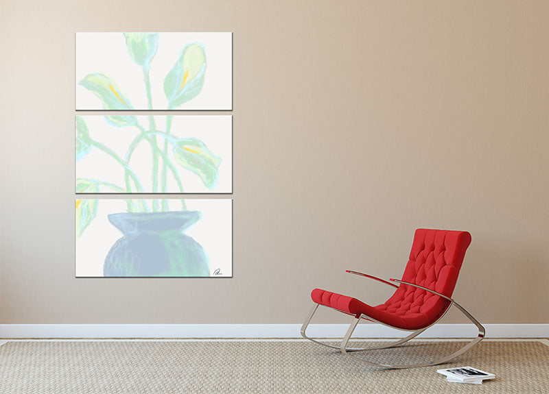 Flowers Mint 3 Split Panel Canvas Print - 1x - 2