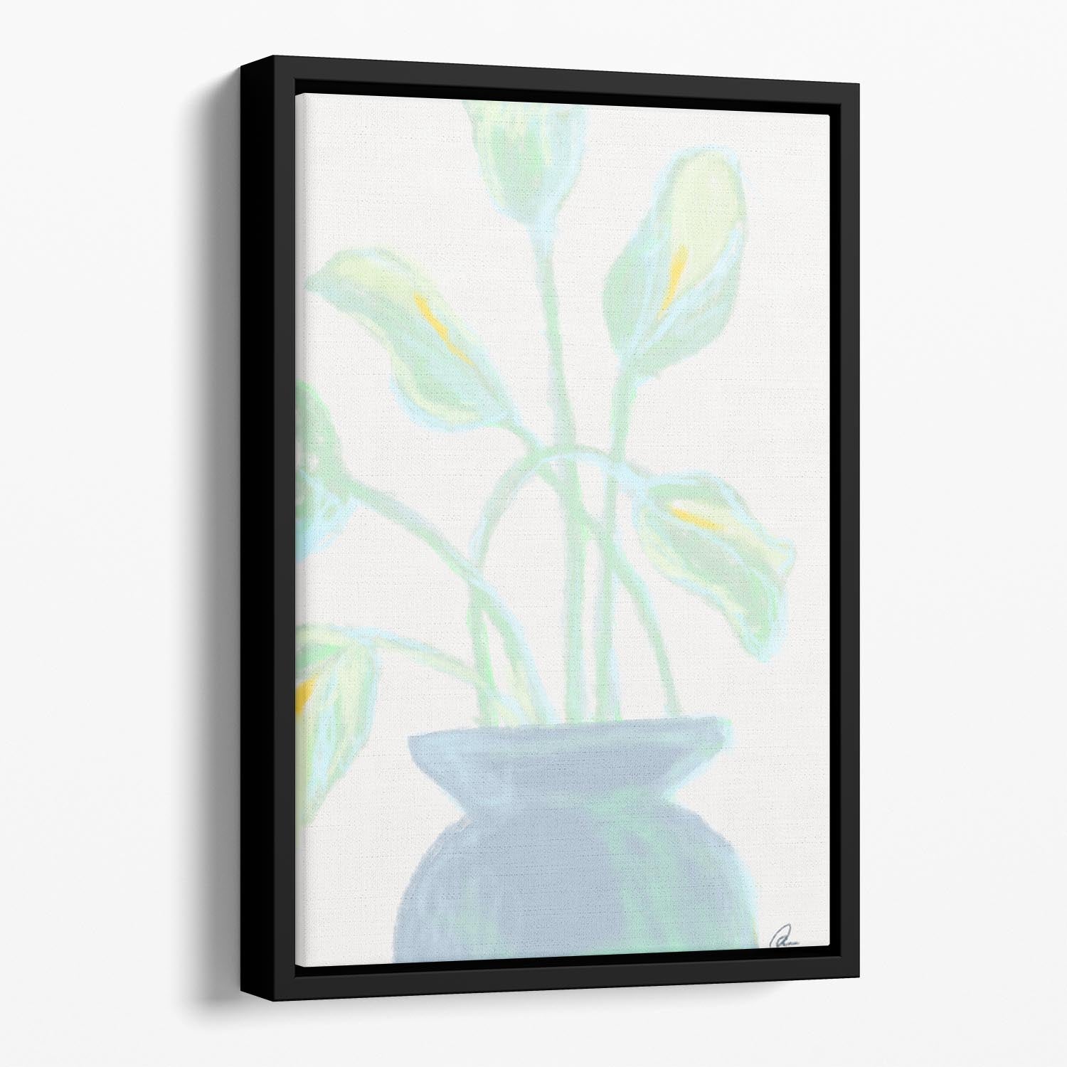 Flowers Mint Floating Framed Canvas - 1x - 1