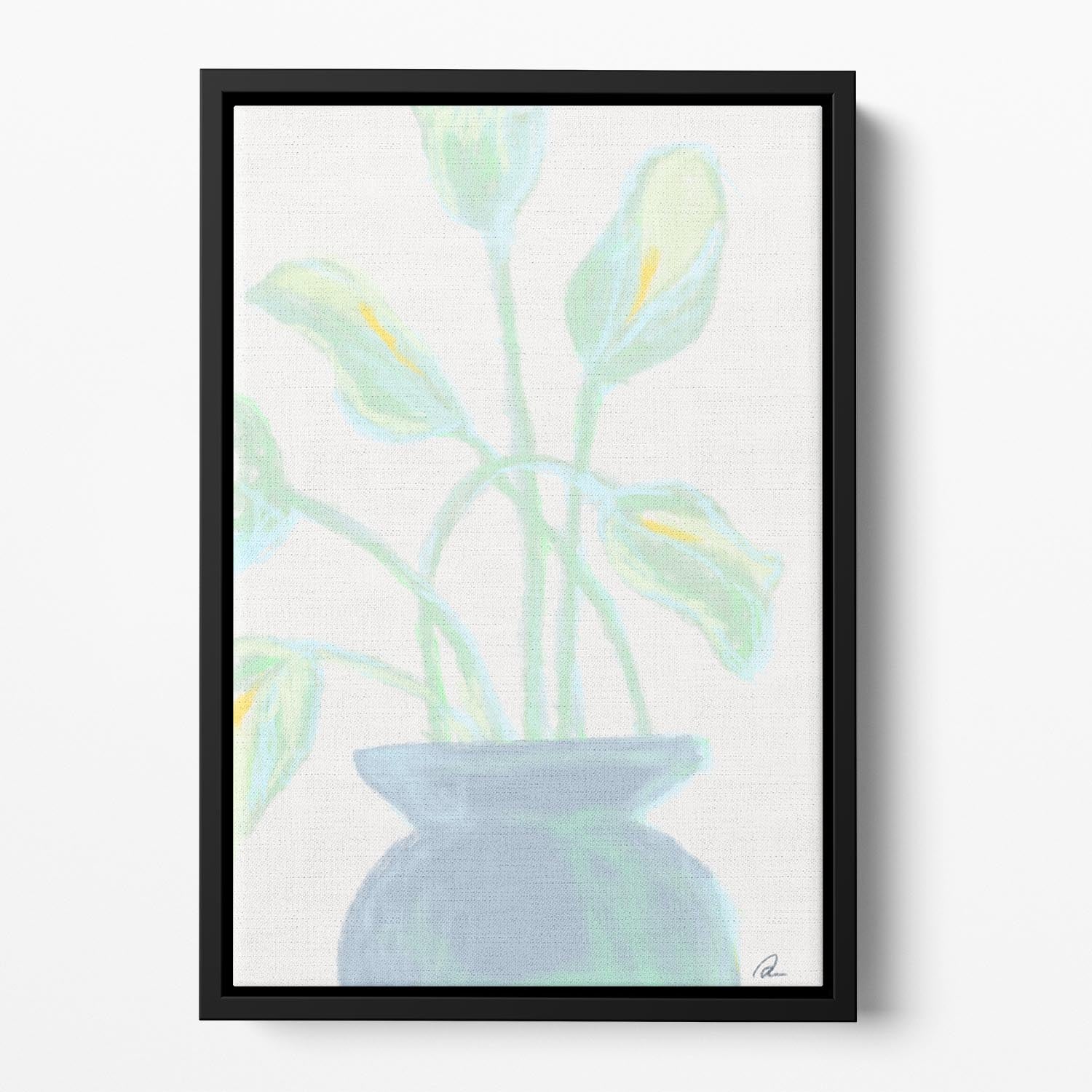 Flowers Mint Floating Framed Canvas - 1x - 2