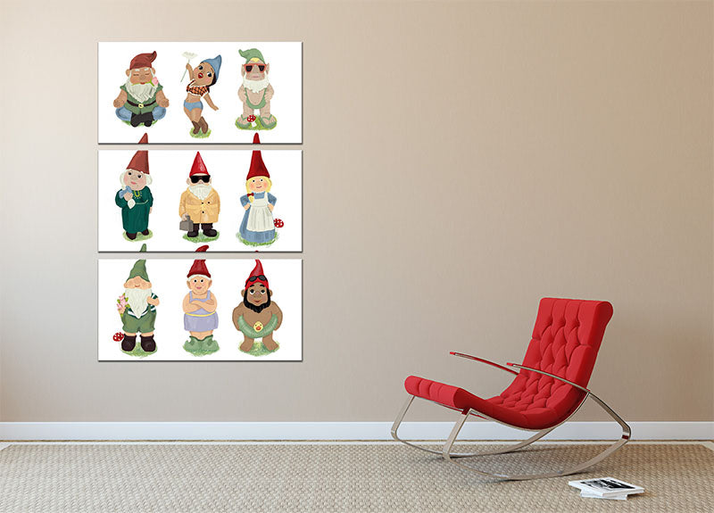 Garden Gnomes 3 Split Panel Canvas Print - 1x - 2