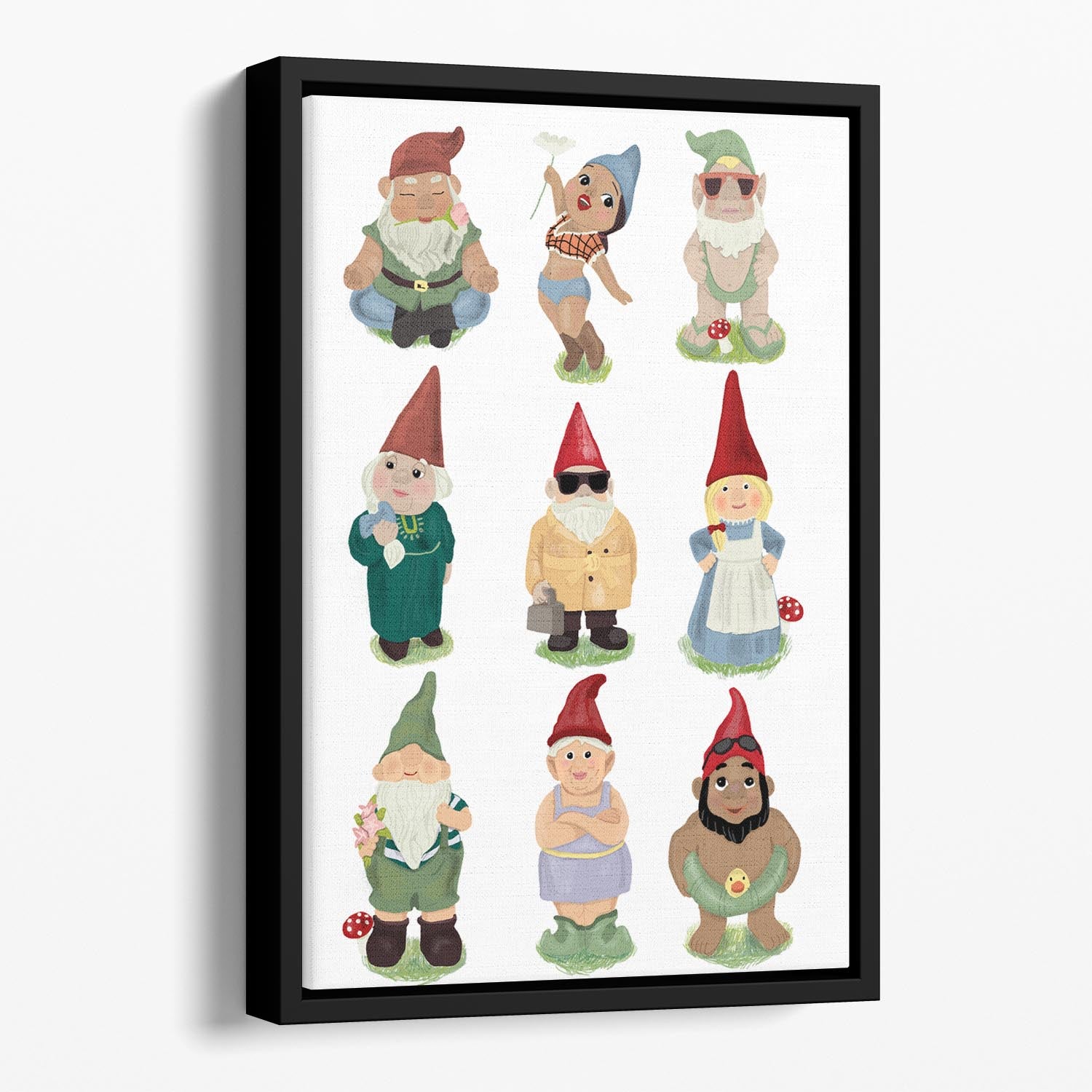 Garden Gnomes Floating Framed Canvas - 1x - 1