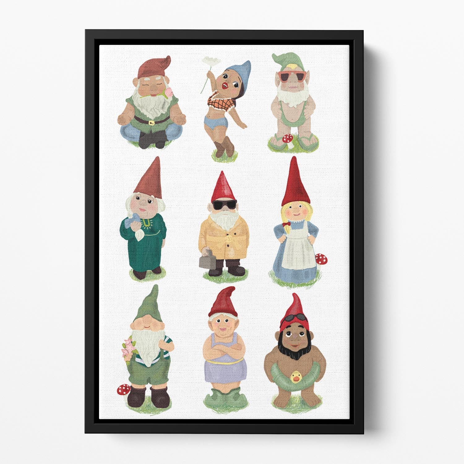 Garden Gnomes Floating Framed Canvas - 1x - 2