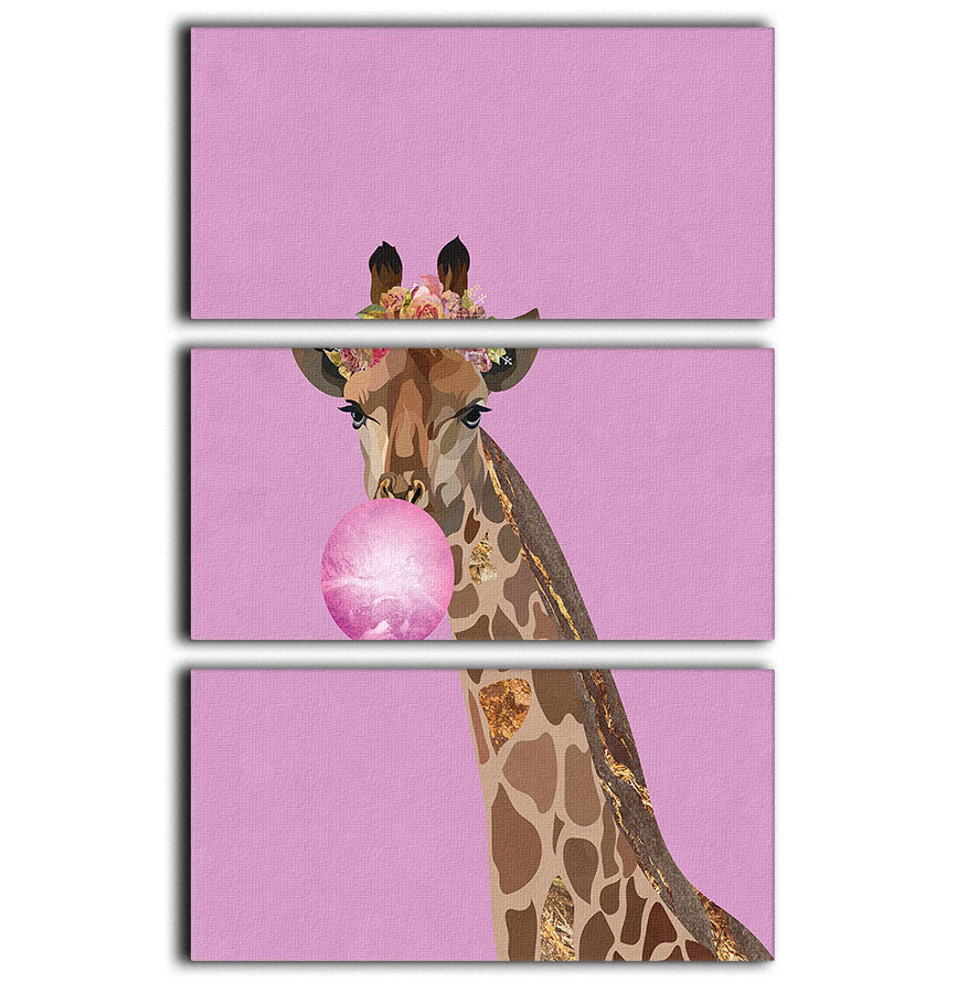 Giraffe pink bubblegum 3 Split Panel Canvas Print - 1x - 1