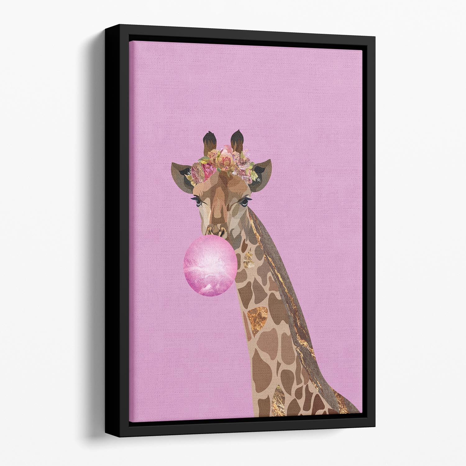 Giraffe pink bubblegum Floating Framed Canvas - 1x - 1