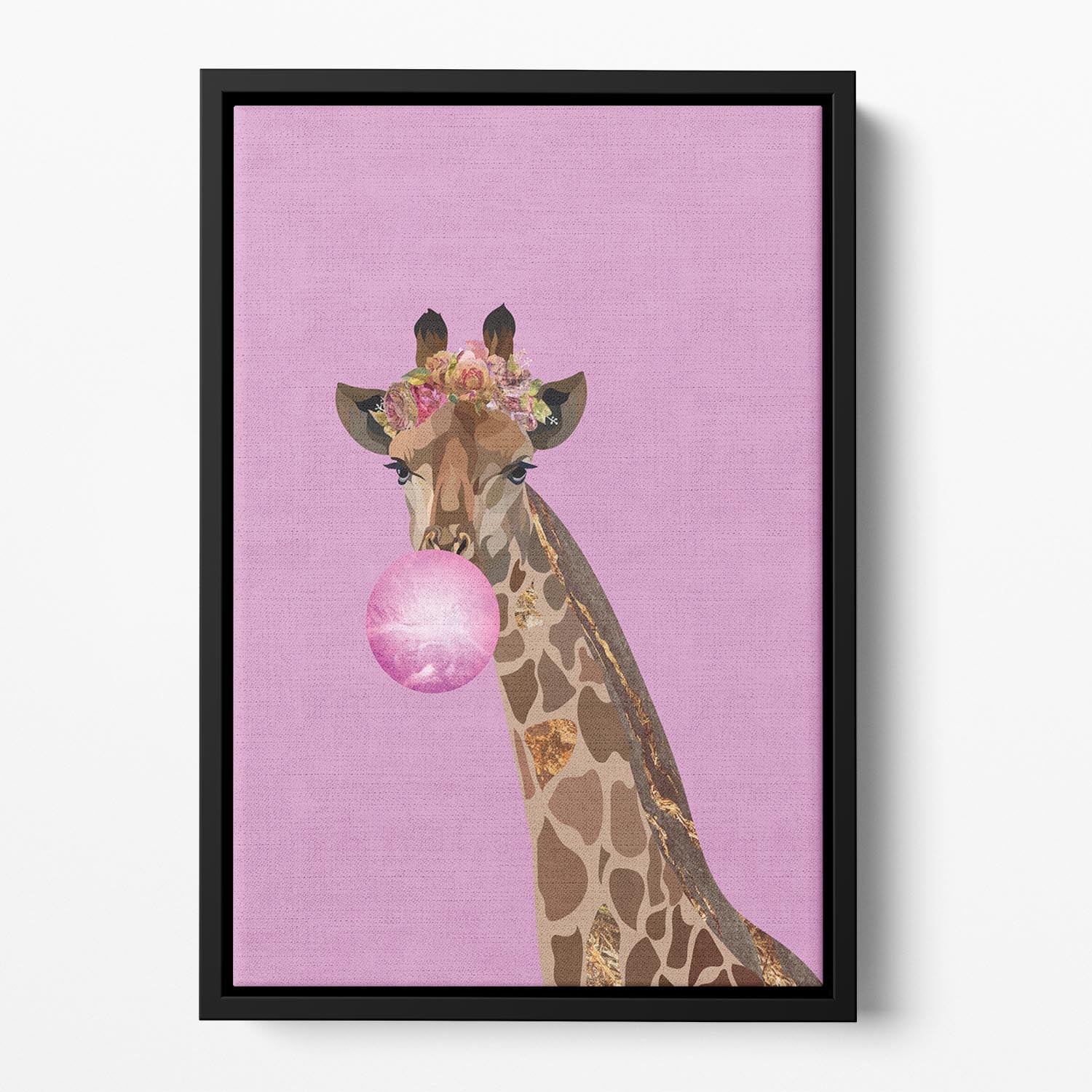 Giraffe pink bubblegum Floating Framed Canvas - 1x - 2