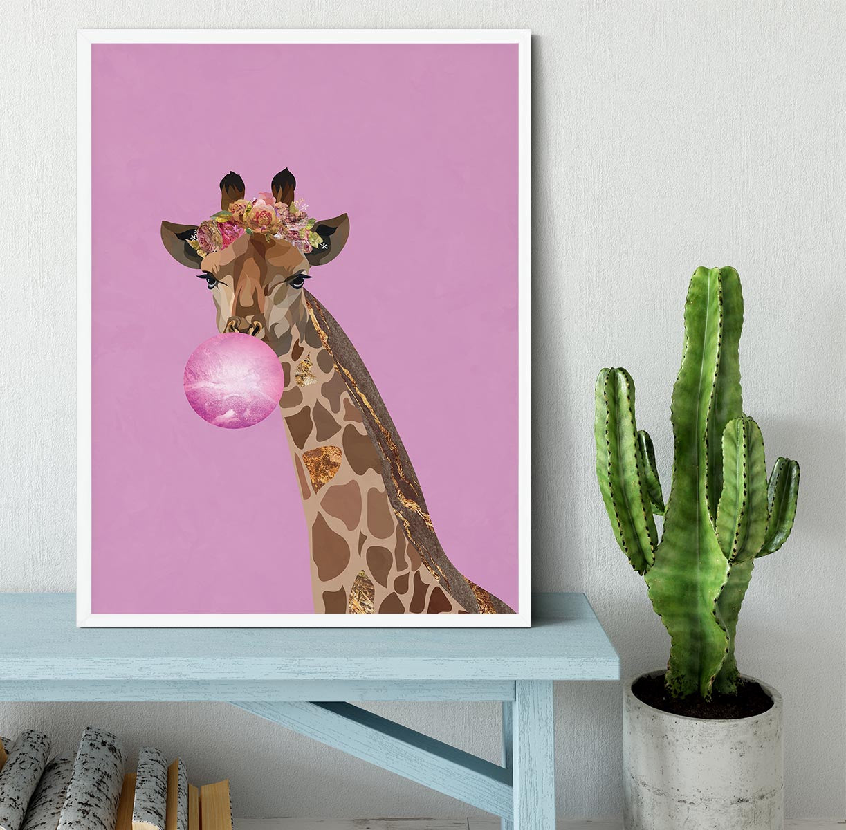 Giraffe pink bubblegum Framed Print - 1x -6