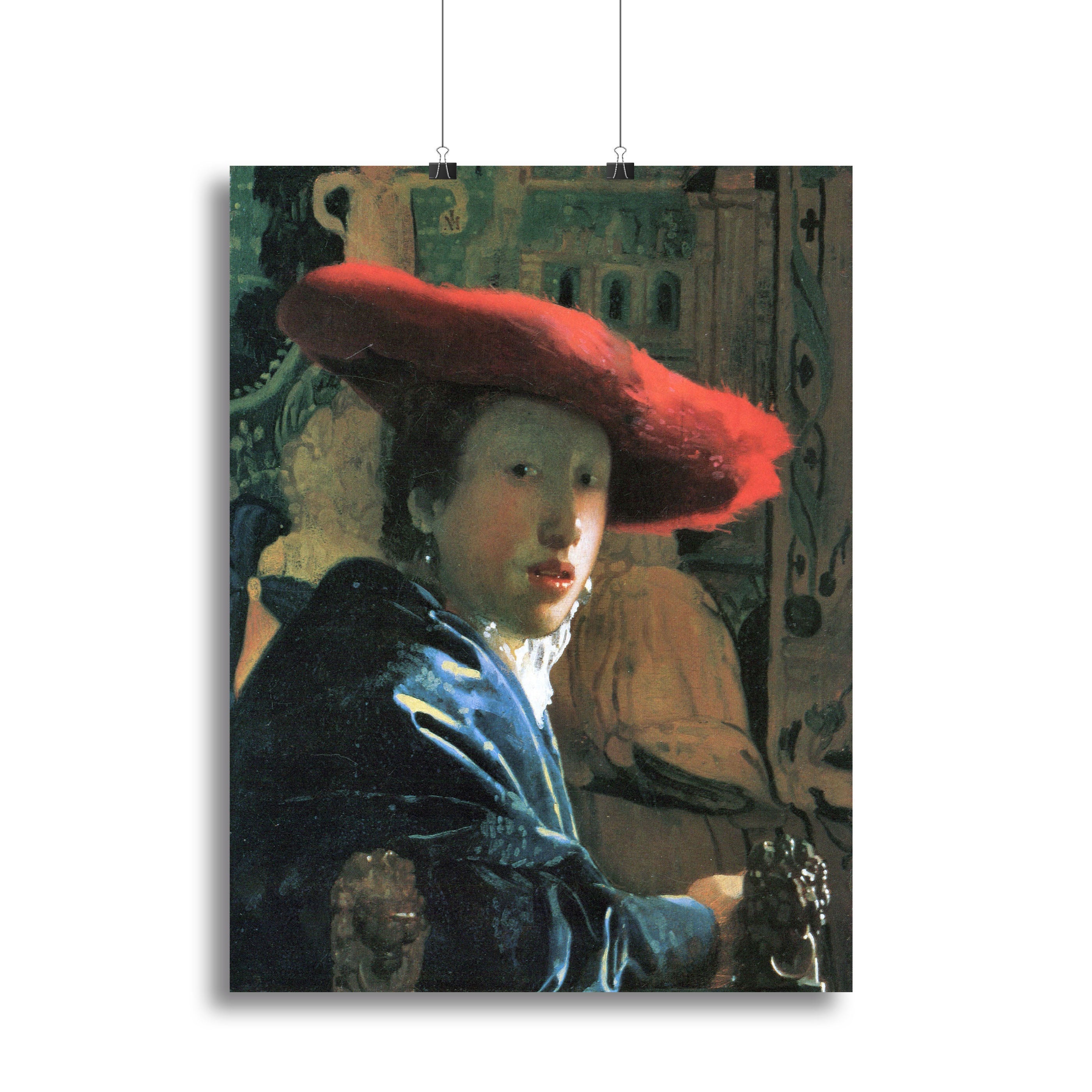 Girl with red hat by Vermeer Poster - Unframed