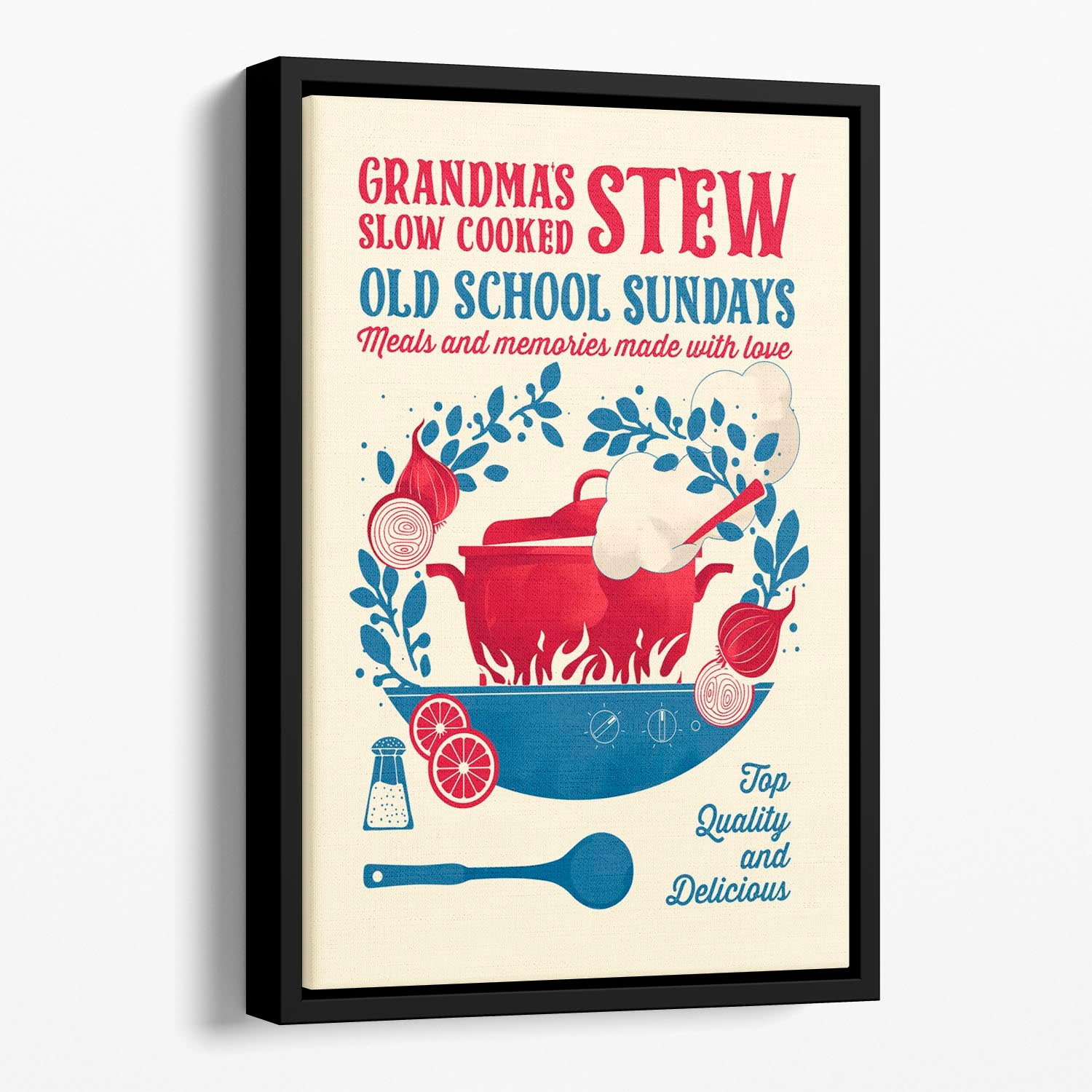 Grandmas Stew kitchen print Floating Framed Canvas - Canvas Art Rocks - 1