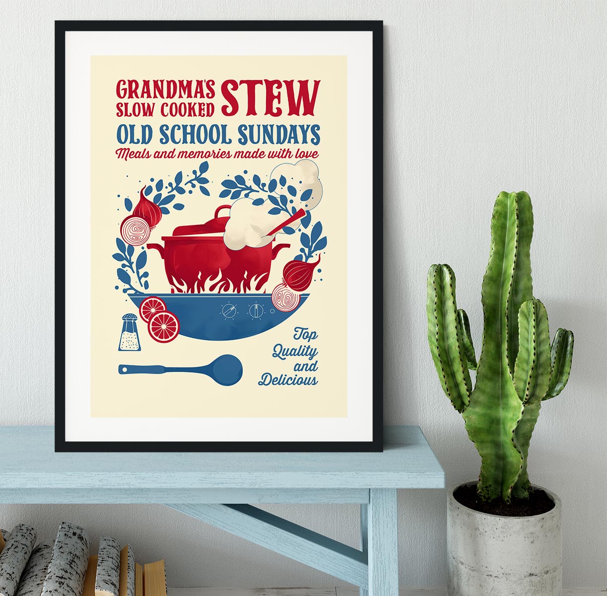 Grandmas Stew kitchen print Framed Print - Canvas Art Rocks - 1