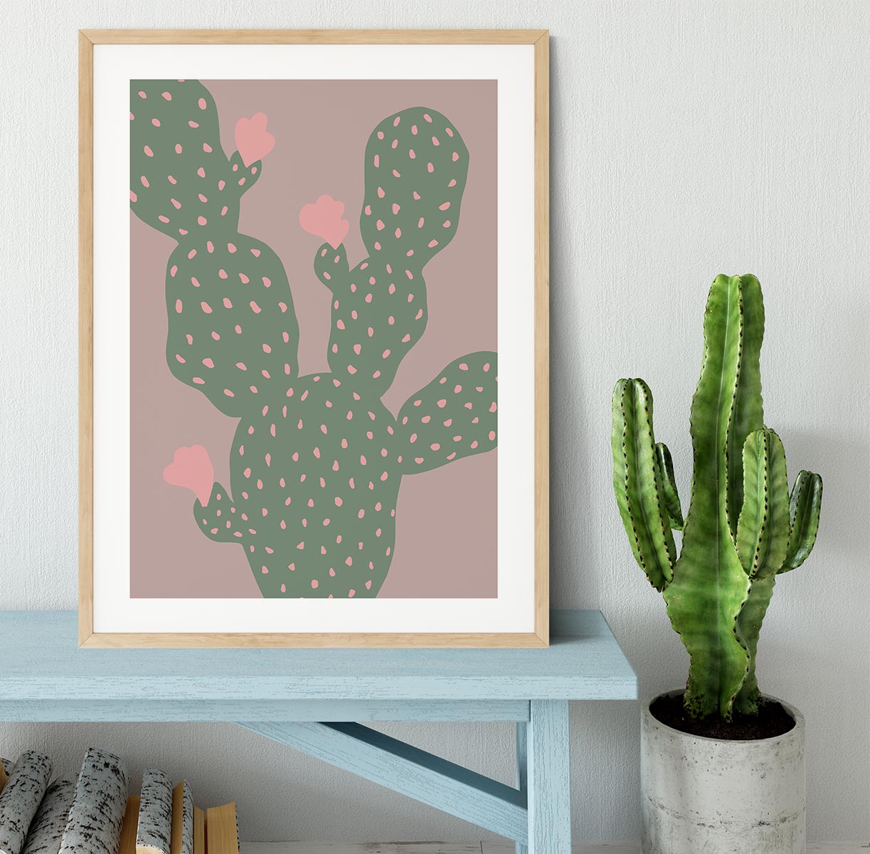 Green Cactus Framed Print - 1x - 3