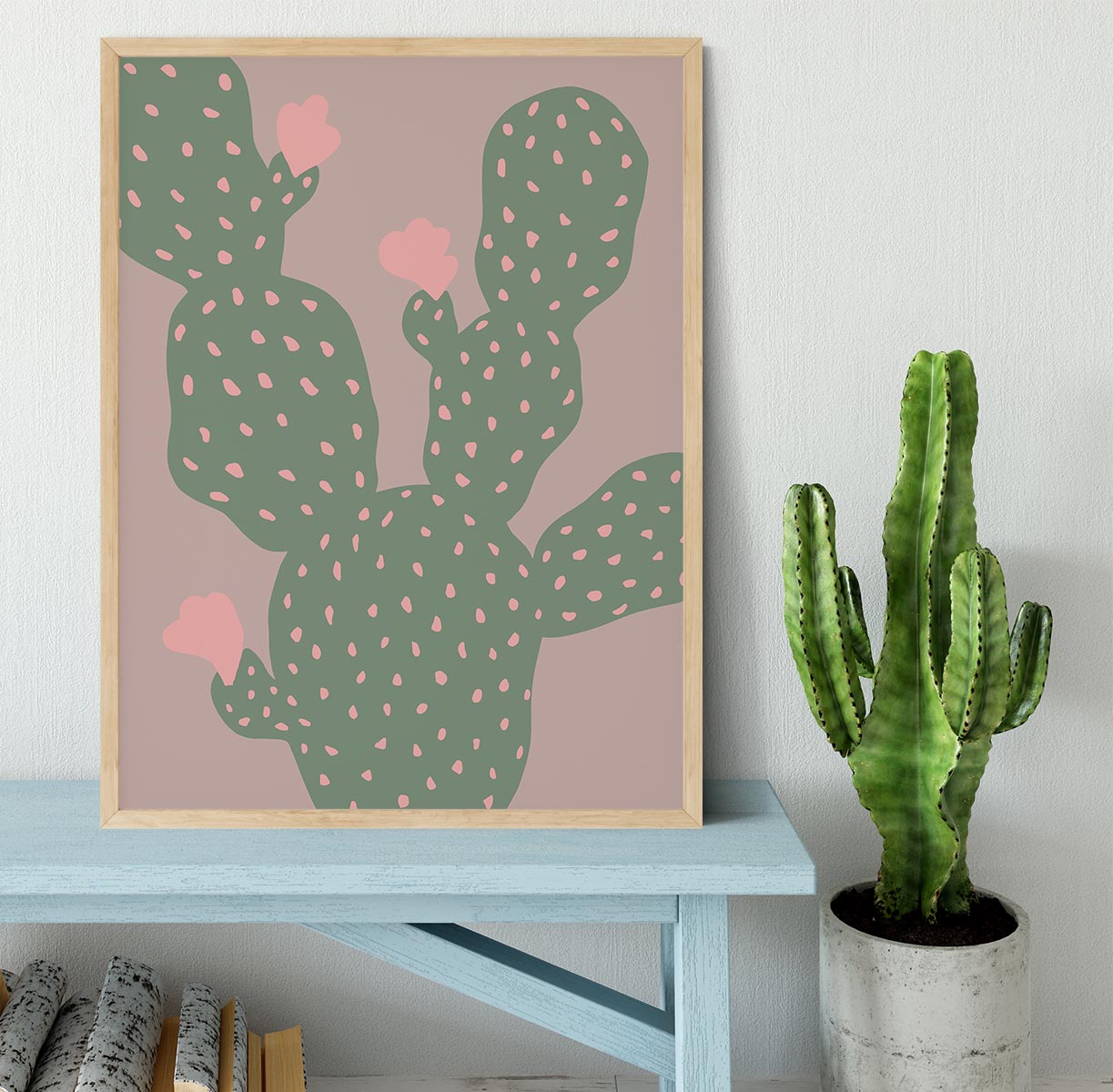 Green Cactus Framed Print - 1x - 4