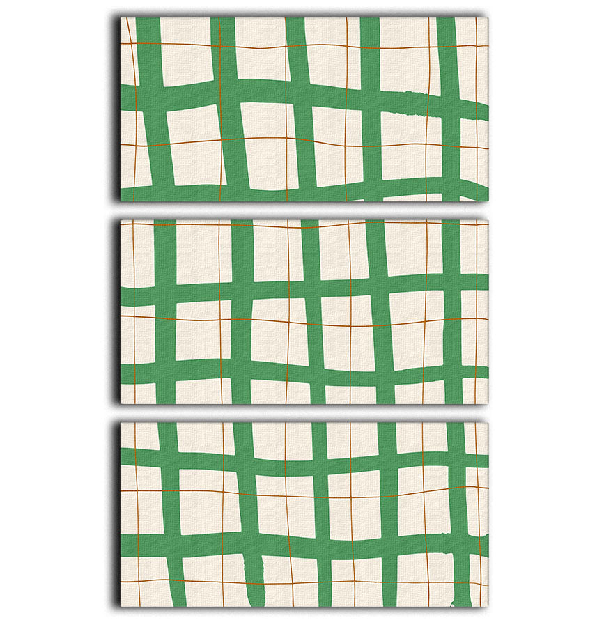 Green Grid 3 Split Panel Canvas Print - 1x - 1