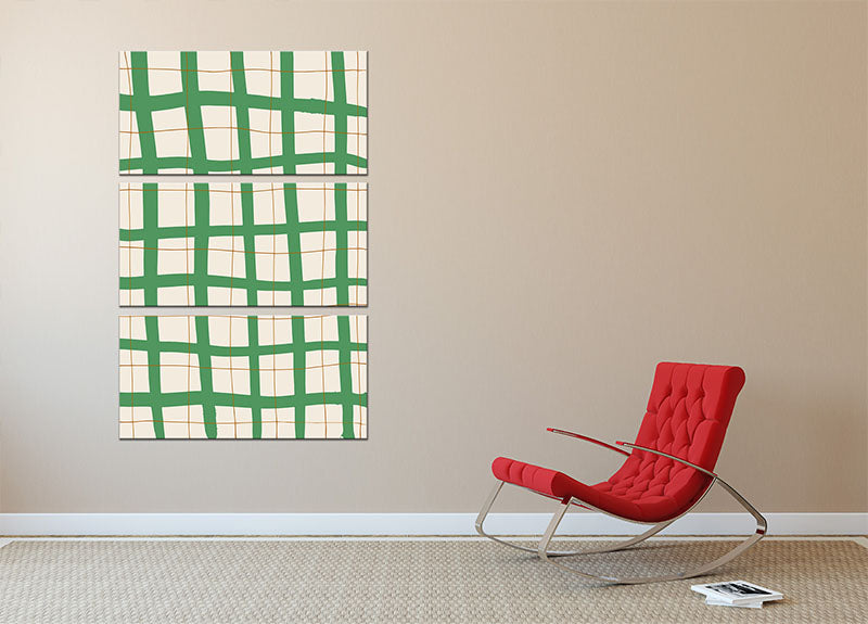 Green Grid 3 Split Panel Canvas Print - 1x - 2