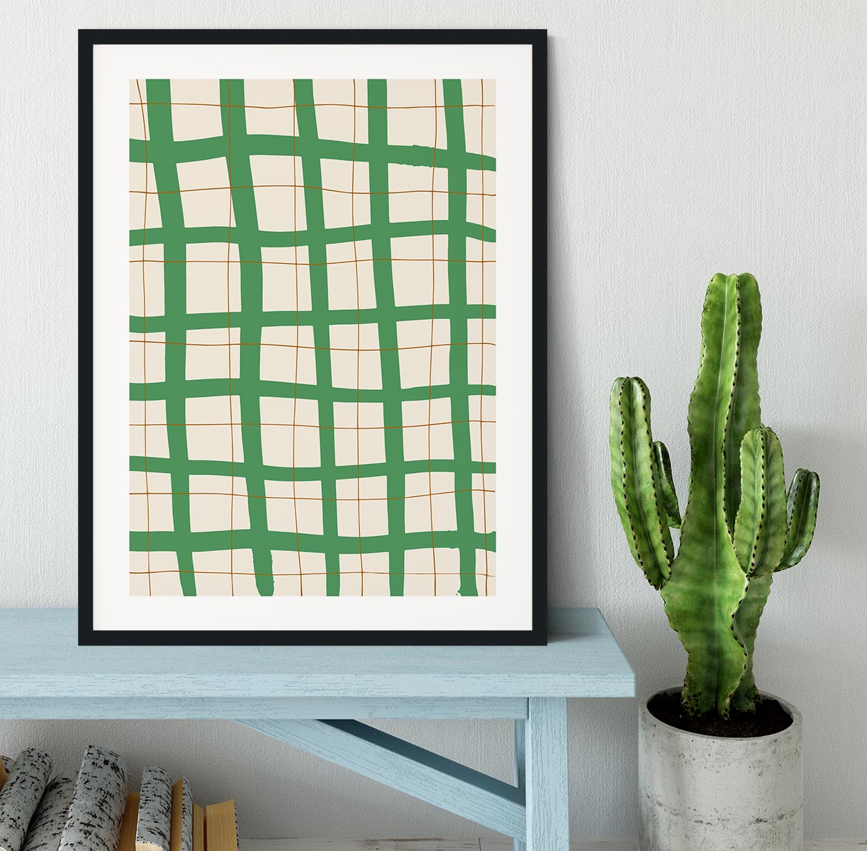 Green Grid Framed Print - 1x - 1