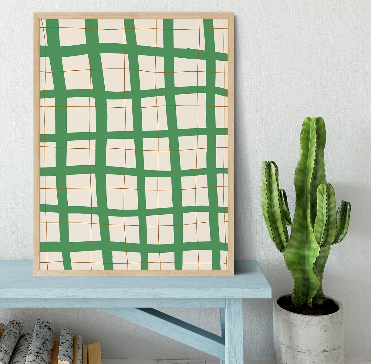 Green Grid Framed Print - 1x - 4