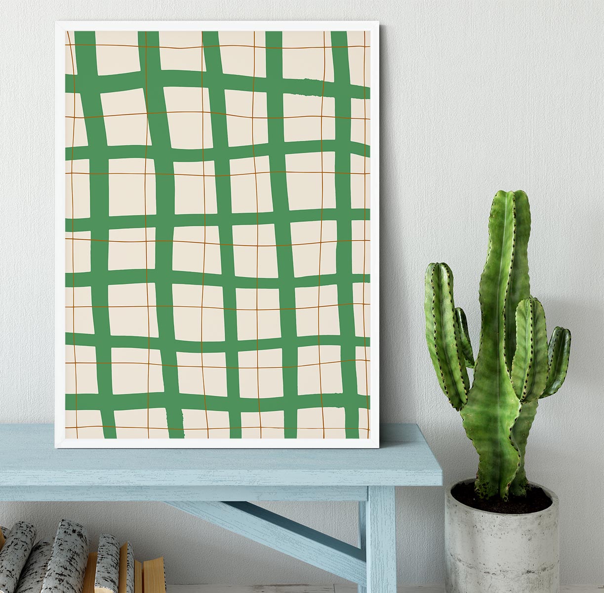 Green Grid Framed Print - 1x -6