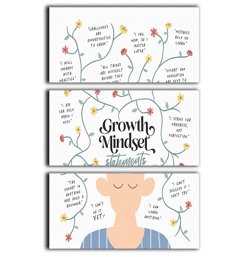 Growth Mindset Statements 3 Split Panel Canvas Print - Canvas Art Rocks - 1