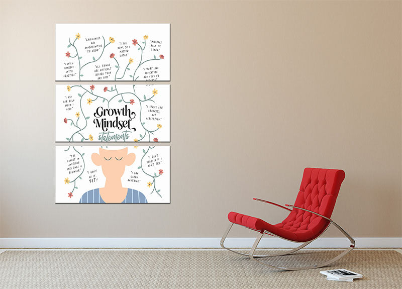 Growth Mindset Statements 3 Split Panel Canvas Print - Canvas Art Rocks - 2