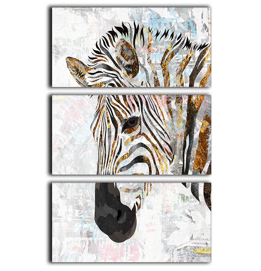 Grunge gold zebra 3 Split Panel Canvas Print - 1x - 1