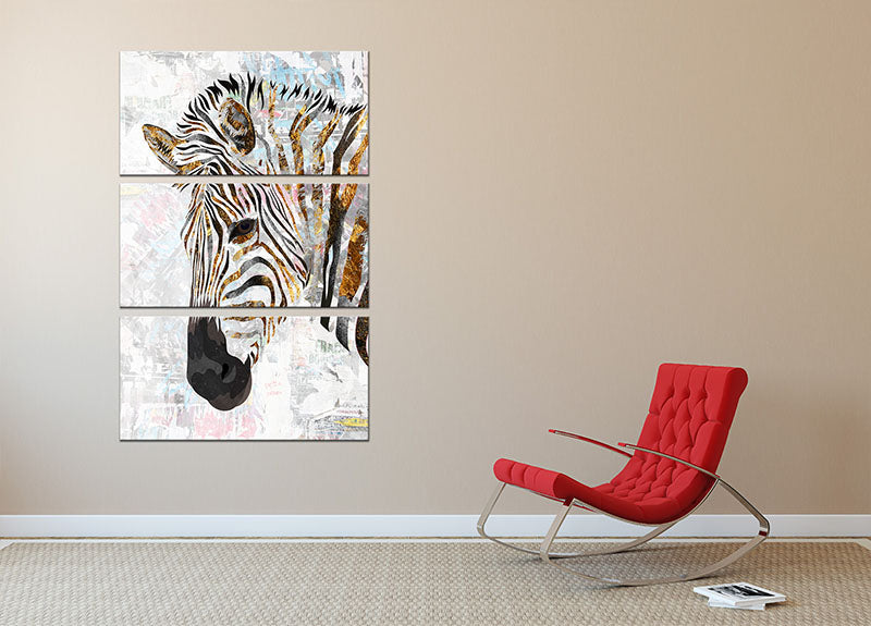 Grunge gold zebra 3 Split Panel Canvas Print - 1x - 2