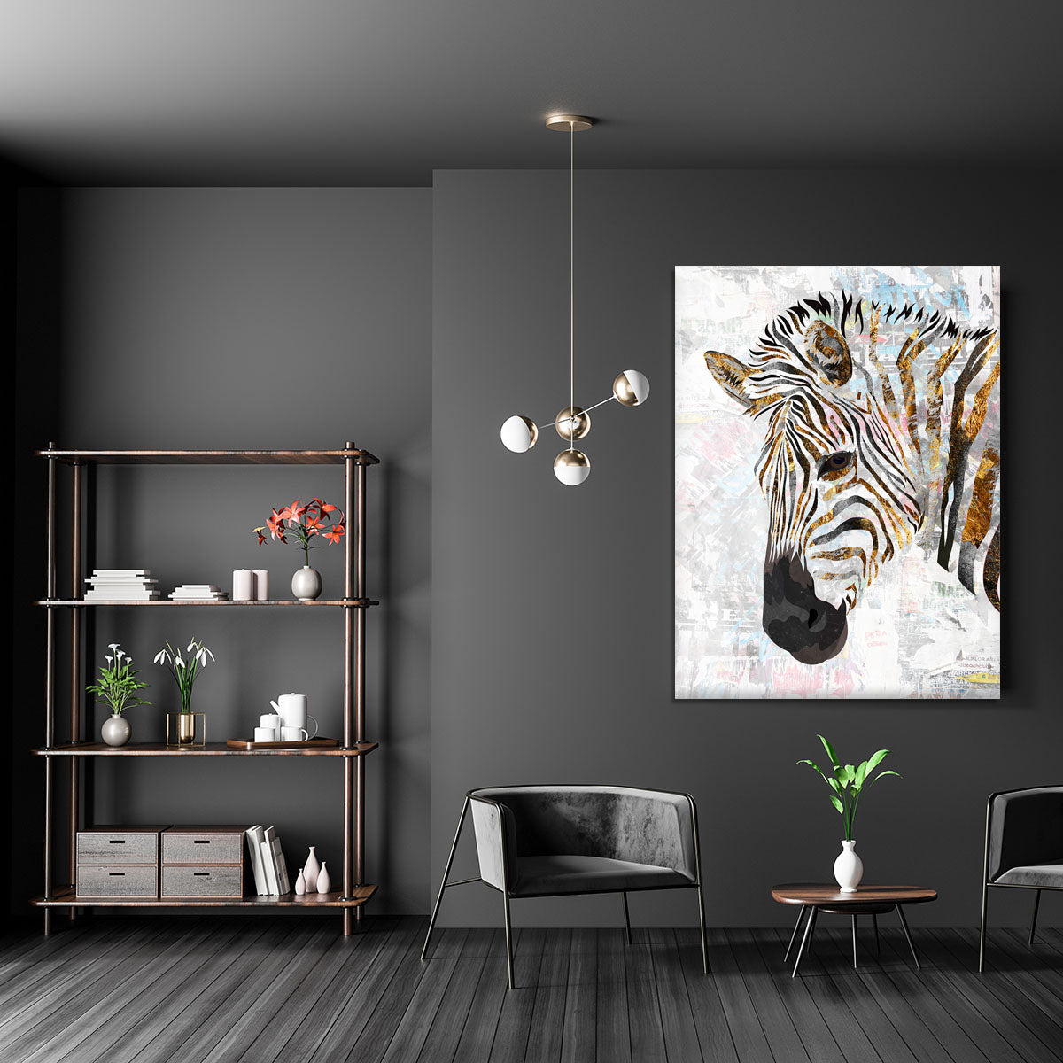 Grunge gold zebra Canvas Print or Poster - 1x - 5