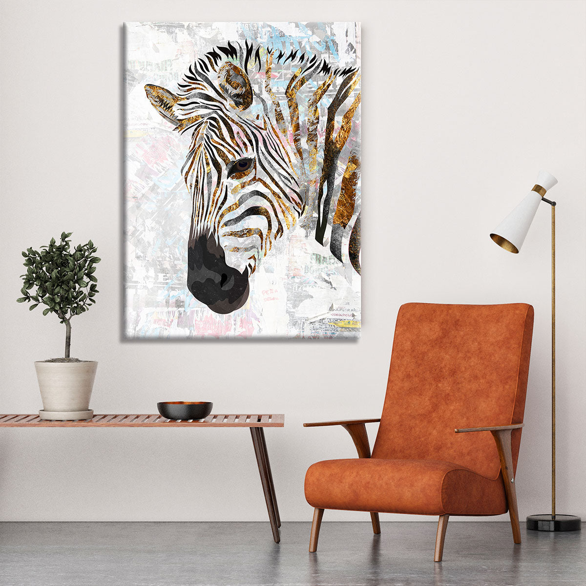 Grunge gold zebra Canvas Print or Poster - 1x - 6