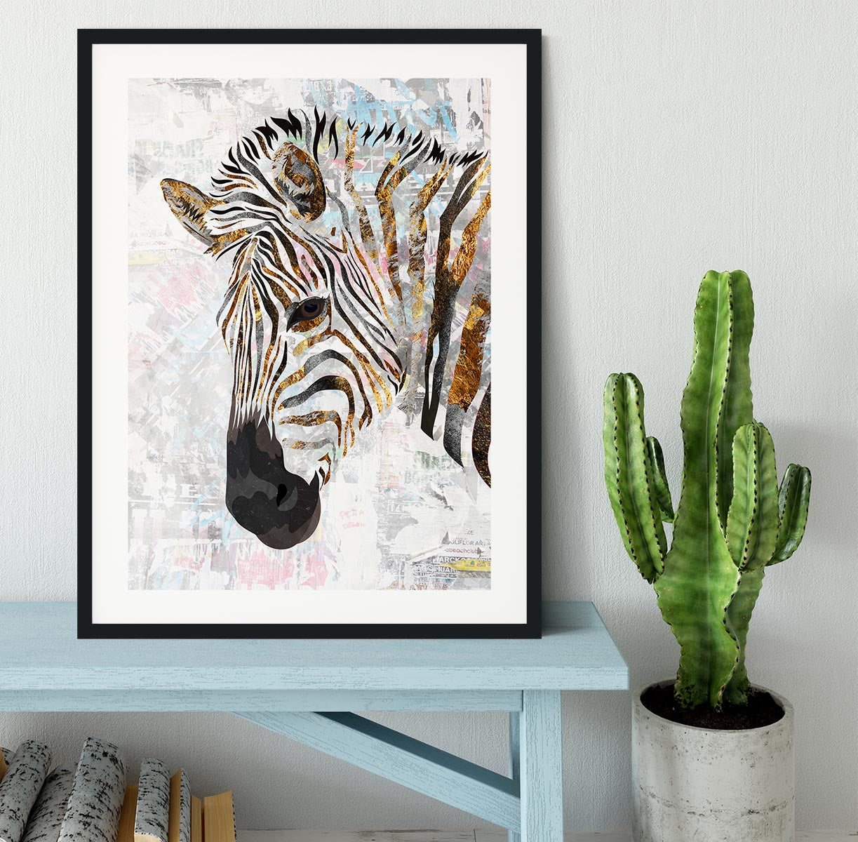 Grunge gold zebra Framed Print - 1x - 1