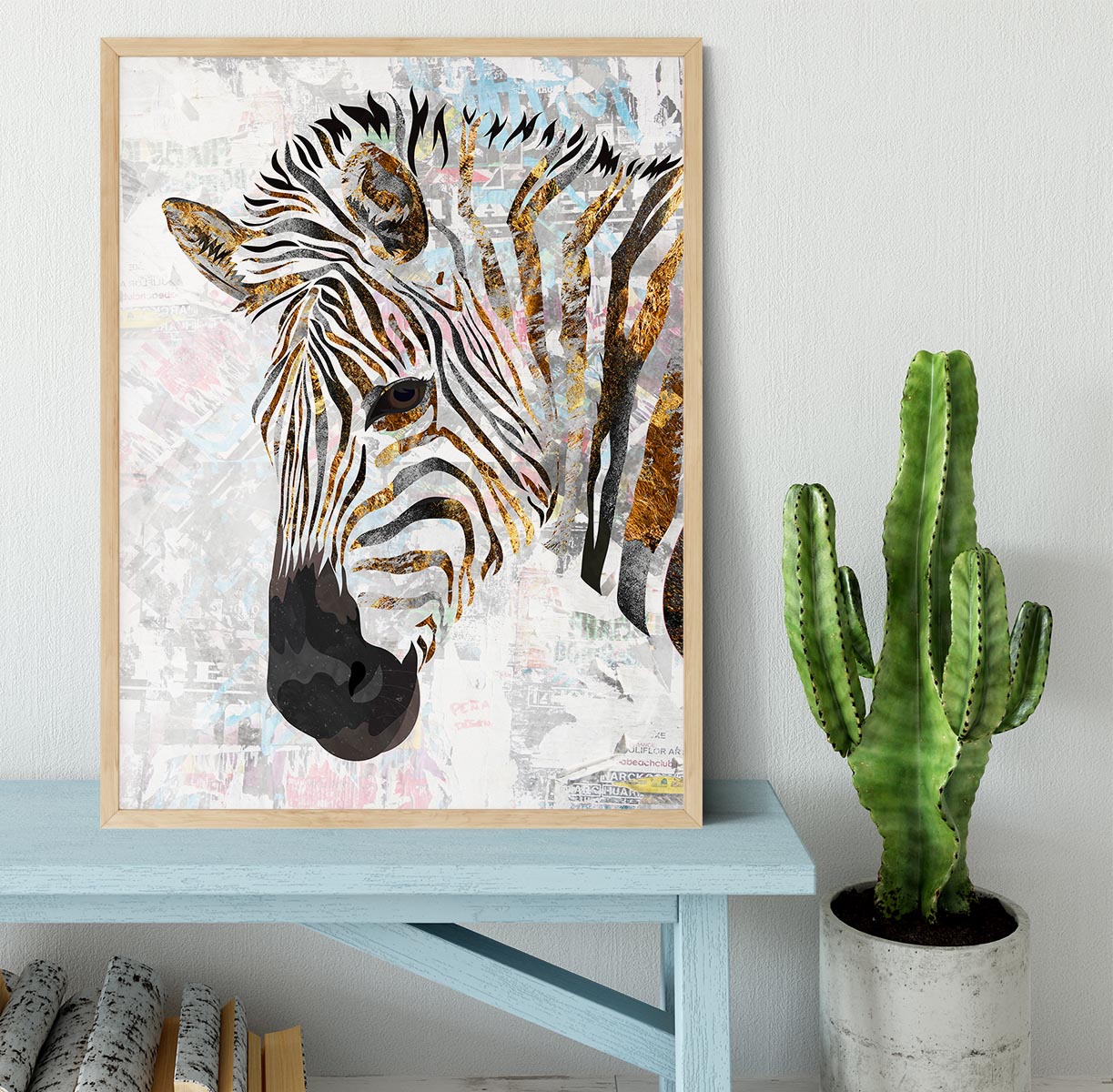 Grunge gold zebra Framed Print - 1x - 4