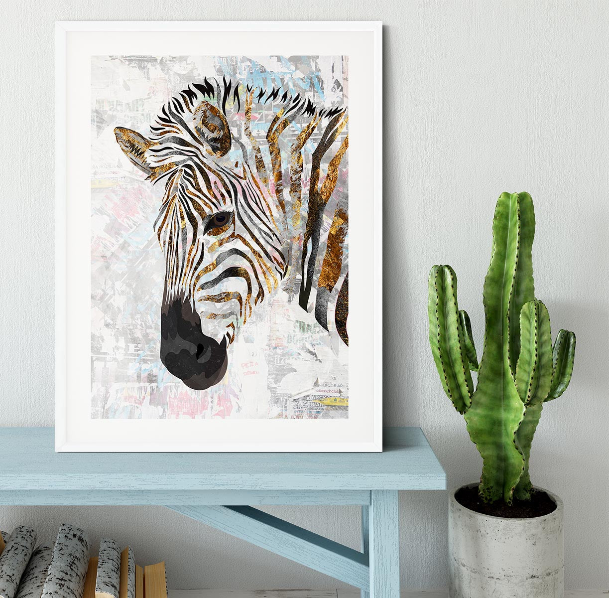 Grunge gold zebra Framed Print - 1x - 5