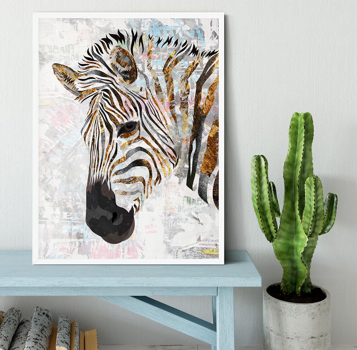 Grunge gold zebra Framed Print - 1x -6