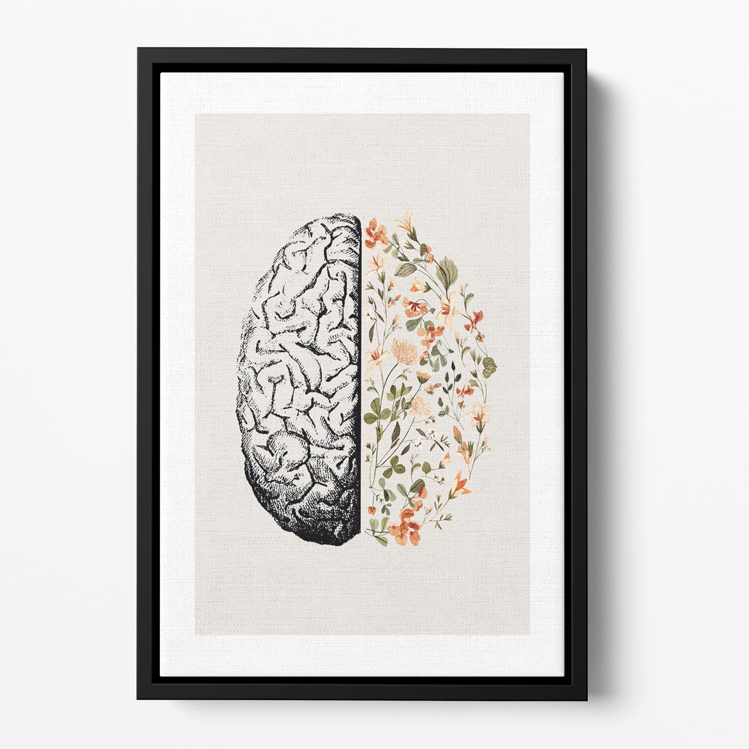 Half Brain Half Bloom Floating Framed Canvas - Canvas Art Rocks - 2