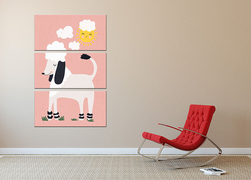 Happy Poodle 3 Split Panel Canvas Print - 1x - 2